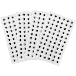TOAOB 4 Sheets Googly Eyes Stickers Self Adhesive Wiggle Eyes 6mm Plastic Craft Sticker Eyes for DIY Crafts Scrapbooking Decoration
