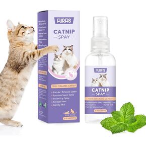 Organic Catnip Spray for Cats & Kittens - Extra Strength Catnip Formula,Renews Cat Toys & Scratchers, Natural Catnip Spray for Indoor Cats, Mess-Free (2 fl oz)