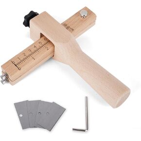 QVEEQ Leather Cutting Tool, Leather Strap Cutter Adjustable Leather Tools with Scale and 3 Blades Replacement