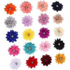 Milisten 20pcs Pet Collar Flowers: Multi-Color Cloth Dog Bow Tie Flowers with Rhinestone - Floral Collar Charms for Cat Puppy Grooming Accessories