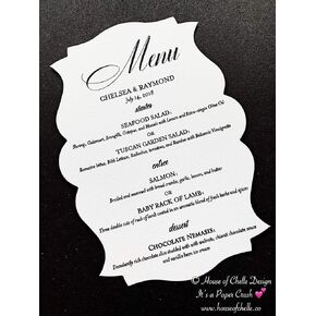 Wedding Menu Cards - Printed Personalized Table Menu Cards, Wedding Table Centerpiece Decorations, Dinner, Birthday, Shower, Quinceanera, Party, Event - Set of 25