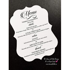 Wedding Menu Cards - Wedding Reception Decorations, Printed Personalized Table Menu Cards, Table Centerpiece Decorations, Birthday Party, Baby Shower, Bridal Shower, Quinceanera, Event - Set of 25