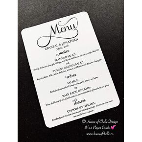 Wedding Menu Cards - Printed Custom Table Menu Cards, Wedding Table Centerpiece Decorations, Dinner, Birthday, Shower, Quinceanera, Party, Event - Set of 25