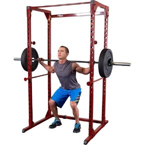 حامل طاقة قابل للتعديل من Body-Solid Best Fitness (BFPR100R)، قضيب رف القرفصاء قابل للتعديل لكمال الأجسام ورفع الأثقال وتدريبات القوة