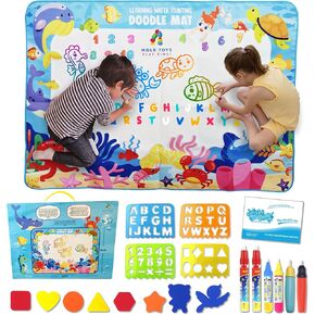 Water Doodle Mat -Large 48x36 inches - New Released! No Mess Drawing & Writing with Magic Color Pen. Educational Toy for Boys/Girls Ages 3 to 12, Learning The Alphabet, Numbers/Shapes. Kids Gift Toy!