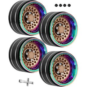 RC 1.9 Beadlock Wheels Rainbow Wheels for 1/10 Axia1 SCX10 90046 AXI03007 TRX4 VS4-10 Gen8 MST CFX,Alloy Aluminium 1.9 rc Wheels 1.9 Beadlock Rims,Titanium