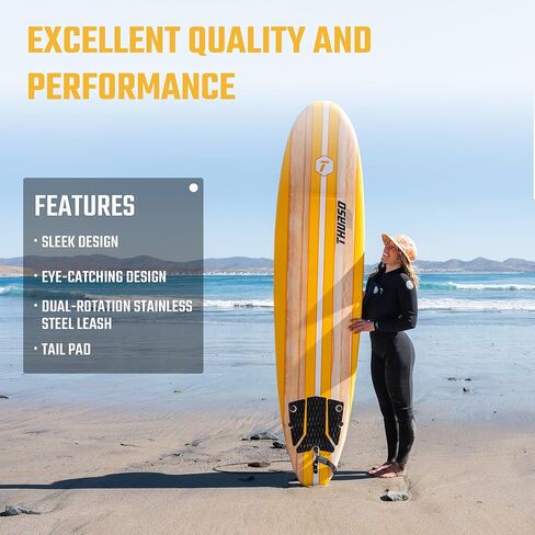 THURSO SURF Aero 7ft Soft Top Foam المبتدئين لركوب الأمواج للبالغين والأطفال، لوح طويل مثالي لركوب الأمواج على الشاطئ والرياضات المائية، خفيف الوزن ومتين، تصميم حديث لجميع مستويات راكبي الأمواج in Kuwait