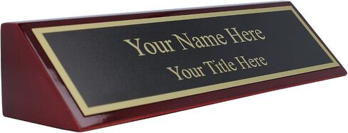Excelmark Personalized Walnut Wood Business Desk Black Name مع أحرف ذهبية - 2 "× 8" in Kuwait