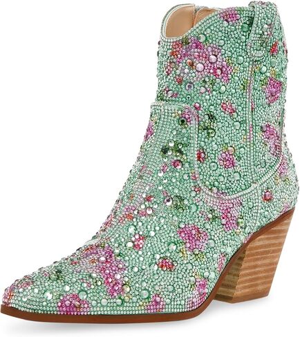 Betsey Johnson Women's Diva Western Boot, Mint Floral, 6 in Saudi Arabia