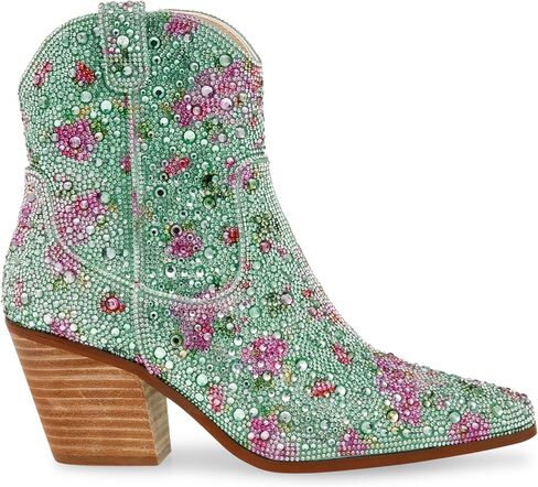Betsey Johnson Women's Diva Western Boot, Mint Floral, 6 in Saudi Arabia