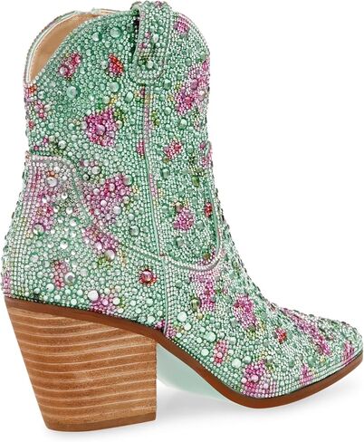 Betsey Johnson Women's Diva Western Boot, Mint Floral, 6 in Saudi Arabia