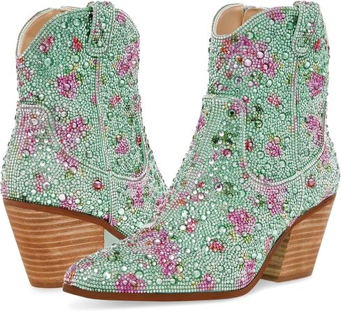 Betsey Johnson Women's Diva Western Boot, Mint Floral, 6 in Saudi Arabia