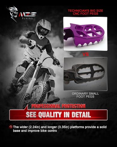 MZS Adventure Motorcycle Foot Pegs, MX Wide Footpeg Footrest Rest Pedal CNC Black Compatible with Tenere 700 XTZ700 2019-2024 in Saudi Arabia