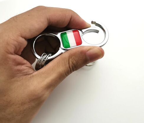 PTDecals 2 قطعة معدنية إيطاليا العلم الإيطالي حلقة رئيسية سريعة الإصدار الربيع المفاتيح مع 6 خواتم للرجال والنساء in Kuwait