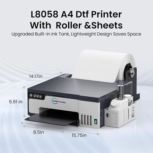 طابعة DTF A4 آلة نقل عالية السرعة مع نظام خلط الحبر الأبيض و Roll Reserts للقمصان DIY (طابعة DTF+الفرن+6 * 250 مل حبر+لفة الأفلام+مسحوق DTF) in Kuwait