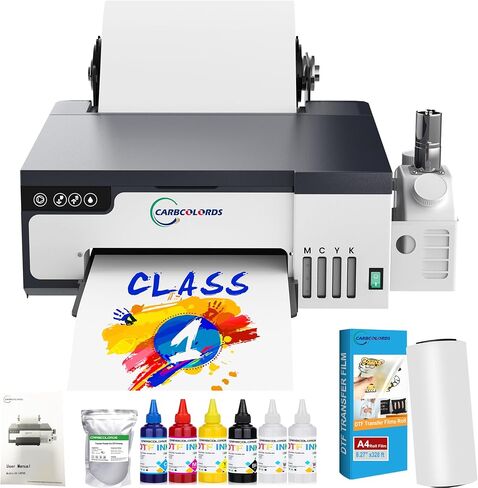 طابعة DTF A4 آلة نقل عالية السرعة مع نظام خلط الحبر الأبيض و Roll Reserts للقمصان DIY (طابعة DTF+الفرن+6 * 250 مل حبر+لفة الأفلام+مسحوق DTF) in Kuwait