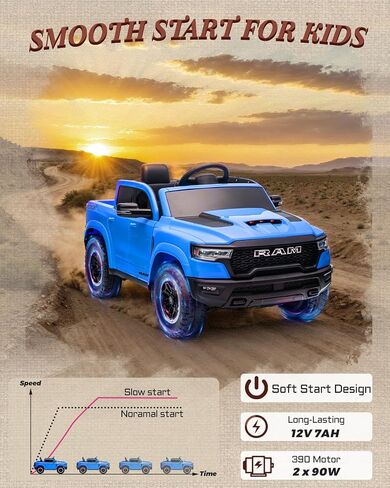 12V مرخصة من RAM 1500 Ride On Toy for Kids ، ركوب طفل صغير على شاحنة صغيرة مع التحكم عن بعد الوالدين ، سيارة كهربائية للأطفال مع تخزين سرير الشاحنة ، حزام أمان 3 نقاط (أسود) in Kuwait