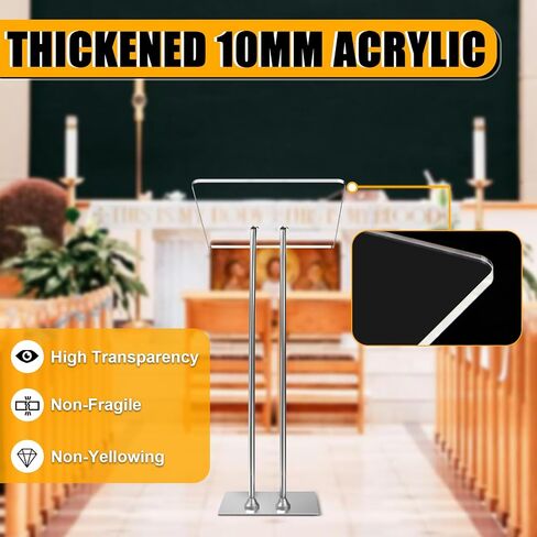 Acrylic Podium Lectern with Iron Stable Bottom, Pulpits for Churches with 10MM Thickened Acrylic Countertop, Multi Function Pulpit for Modern Classroom Music Concert Wedding Conference Event in Kuwait