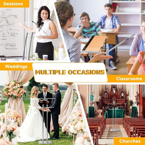 Acrylic Podium Lectern with Iron Stable Bottom, Pulpits for Churches with 10MM Thickened Acrylic Countertop, Multi Function Pulpit for Modern Classroom Music Concert Wedding Conference Event in Kuwait