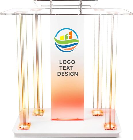 Acrylic Church Pilpits with Wheels, 46'' Church Podium with 15 Colors RGB LED Lights,Podium Stand Lecterns Pulpits for Church, Wedding, Concert Speech, Classroom (40"L*17.7"W *46.6"H) in Saudi Arabia