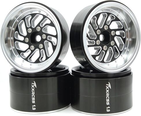 RC 1.9 Inch Beadlock Wheels Offsets -8.5mm Rims Hex 12mm Aluminum Wheel for TRX4 TRX6 SCX10 Gen8 1/10 RC Crawler Remote Control Car Upgrades Accessories (Black) in Saudi Arabia