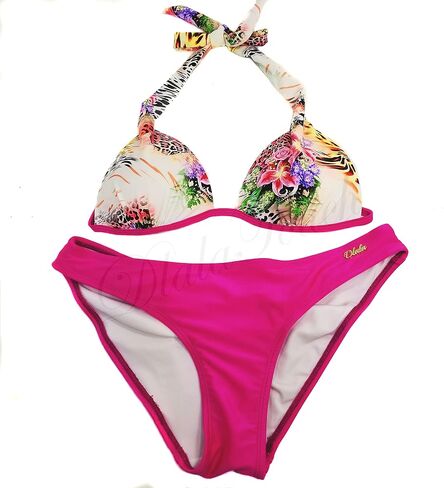 D lala juego de biquinis florado concunto de traje de baño sexy tipo de bikinis de dos piezas con relleno y efecto realce (xl ، Animal Print) in Kuwait
