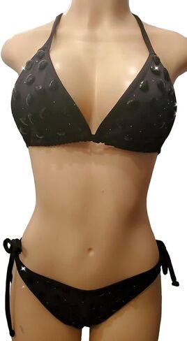 Black rhinestone swimwear with ties tring large (L) in Saudi Arabia