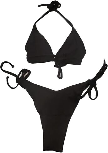 Black rhinestone swimwear with ties tring large (L) in Saudi Arabia