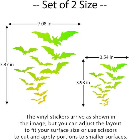 Set of 2 Bats Decal Goth Car Accessories Spooky Car Decals Laptop Stickers Goth Decal Halloween Decals For Cars Spooky Car Decor Spooky Decals Water Bottle Sticker (Magic Gold Green) in Saudi Arabia