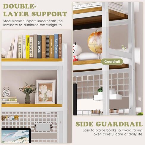 Desktop Bookshelf 2-Tier Adjustable Wood Desktop Hutch Bookcase Display Rack Book Storage Organizer Shelf for Computer Desk Dorm Room Office Home in Saudi Arabia