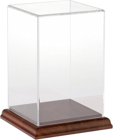 Plymor Clear Acrylic Display Case مع قاعدة الخشب الصلب ، 4 "W × 4" D X 6 "H in Kuwait