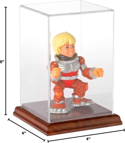 Plymor Clear Acrylic Display Case مع قاعدة الخشب الصلب ، 4 "W × 4" D X 6 "H in Kuwait