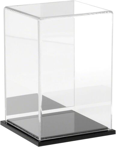 Plymor Clear Acrylic Display Case مع قاعدة الخشب الصلب ، 4 "W × 4" D X 6 "H in Kuwait