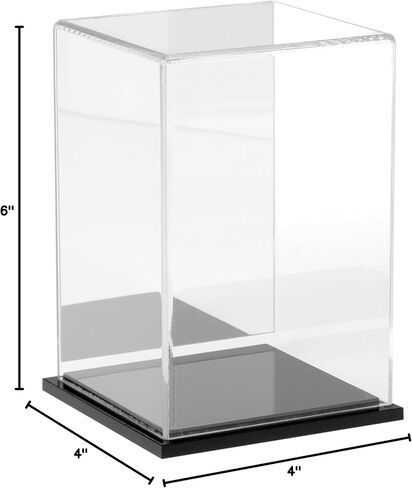 Plymor Clear Acrylic Display Case مع قاعدة الخشب الصلب ، 4 "W × 4" D X 6 "H in Kuwait