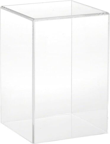 Plymor Clear Acrylic Display Case مع قاعدة الخشب الصلب ، 4 "W × 4" D X 6 "H in Kuwait