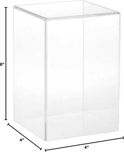Plymor Clear Acrylic Display Case مع قاعدة الخشب الصلب ، 4 "W × 4" D X 6 "H in Kuwait