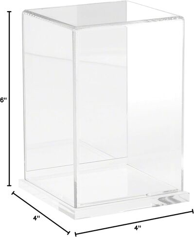 Plymor Clear Acrylic Display Case مع قاعدة الخشب الصلب ، 4 "W × 4" D X 6 "H in Kuwait