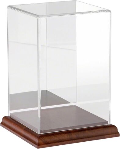 Plymor Clear Acrylic Display Case مع قاعدة الخشب الصلب ، 4 "W × 4" D X 6 "H in Kuwait