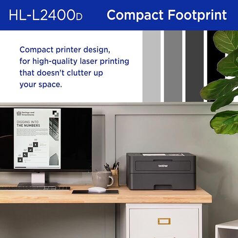 Brother HL-L2400D طابعة ليزر أحادية اللون مضغوطة ، USB مطلوب (كابل غير مدرج) ، الإخراج الأسود والأبيض | يشمل تحديث التجارب الاشتراك (1) ، (قسط متجدد) in Saudi Arabia