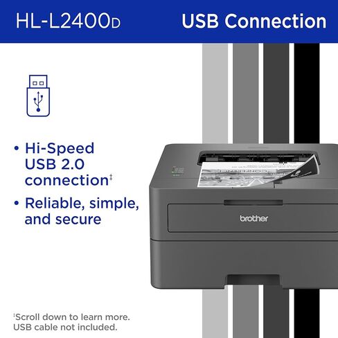 Brother HL-L2400D طابعة ليزر أحادية اللون مضغوطة ، USB مطلوب (كابل غير مدرج) ، الإخراج الأسود والأبيض | يشمل تحديث التجارب الاشتراك (1) ، (قسط متجدد) in Saudi Arabia