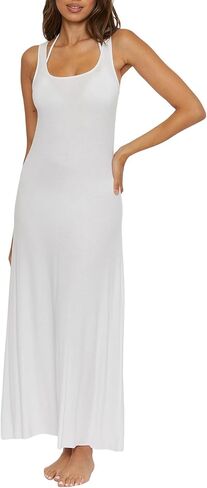 BECCA Women's Standard Mykonos Maxi Dress, Scoop Neck, Beach Cover Ups in Saudi Arabia