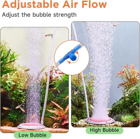 Hygger Aquarium Air Stone ، بحجر الهواء النانوي 2.6 بوصة يصنع فقاعات صغيرة جدًا ، وناشر أكسجين صغير مقلوب هادئ للغاية مع قاعدة من الفولاذ المقاوم للصدأ للحوض ، وخزان الأسماك والسيارات المائية in Saudi Arabia