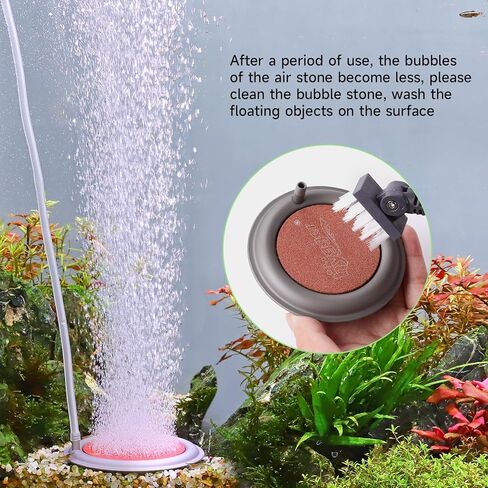 Hygger Aquarium Air Stone ، بحجر الهواء النانوي 2.6 بوصة يصنع فقاعات صغيرة جدًا ، وناشر أكسجين صغير مقلوب هادئ للغاية مع قاعدة من الفولاذ المقاوم للصدأ للحوض ، وخزان الأسماك والسيارات المائية in Saudi Arabia