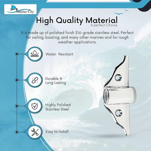 MARINE CITY Heavy Duty 316 Grade Stainless Steel Polished Round Rowlock/Oarlock for Marine Boats, Yachts, Hardware Accessories (2-1/4") (Pack of 2) in Saudi Arabia