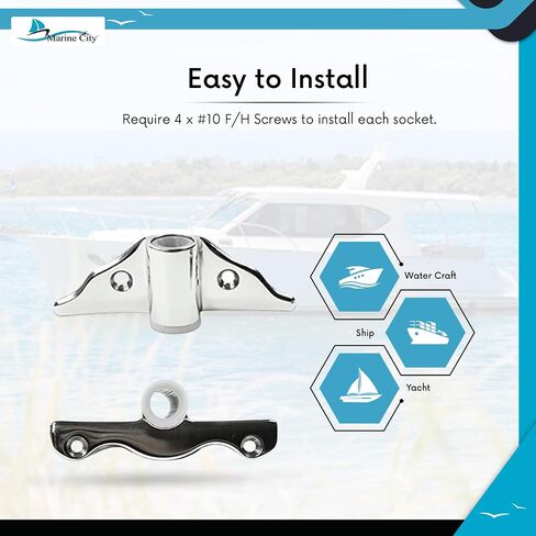MARINE CITY Heavy Duty 316 Grade Stainless Steel Polished Round Rowlock/Oarlock for Marine Boats, Yachts, Hardware Accessories (2-1/4") (Pack of 2) in Saudi Arabia