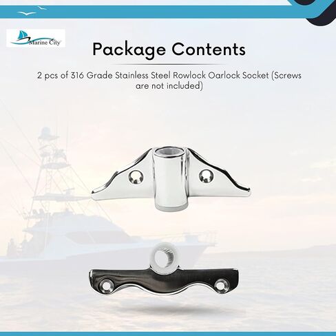 MARINE CITY Heavy Duty 316 Grade Stainless Steel Polished Round Rowlock/Oarlock for Marine Boats, Yachts, Hardware Accessories (2-1/4") (Pack of 2) in Saudi Arabia