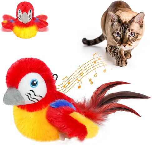 Vannon Cat Toys Flapping Bird(Cannot Fly), Rechargeable Touch Activated Kitten Toy Interactive Cat Exercise Toys with Catnip and Feather for Indoor Cat - Bule in Saudi Arabia