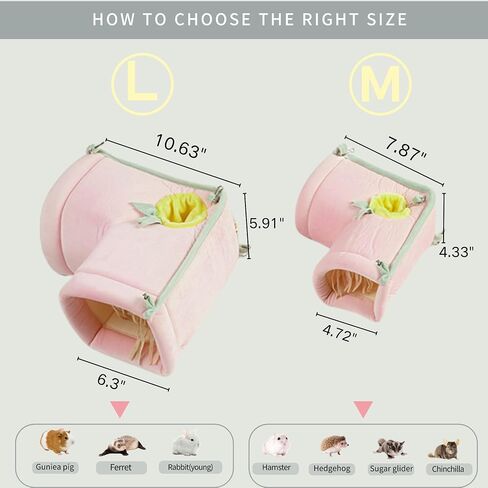 JanYoo Hamster Chinchilla Hanging Tunnel Toys Washable Hideout Small Animals Tubes Corner Tunnels Bed for Hedgehog Sugar Glider Cage Accessories (Medium) in Saudi Arabia