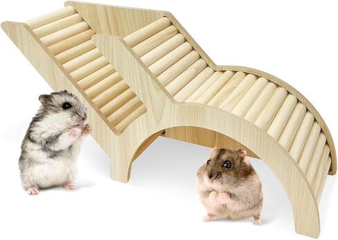 Pinvnby Hamster تسلق سلم ونفق مخبأ الهامستر الخشبي تسلق لعبة القفص إكسسوارات لفئران الجيربيل أو حيوانات صغيرة أخرى (نفق بسيط) in Kuwait