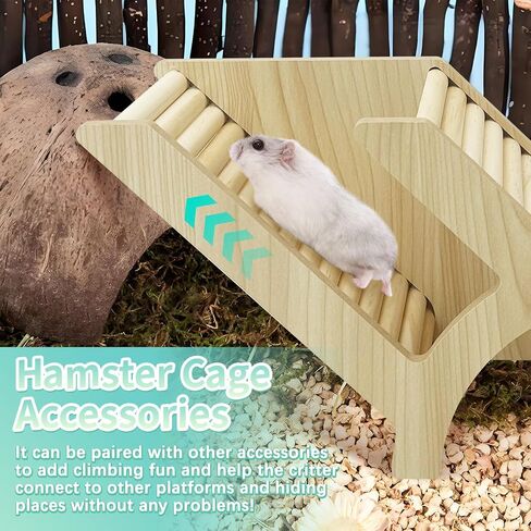 Pinvnby Hamster تسلق سلم ونفق مخبأ الهامستر الخشبي تسلق لعبة القفص إكسسوارات لفئران الجيربيل أو حيوانات صغيرة أخرى (نفق بسيط) in Kuwait